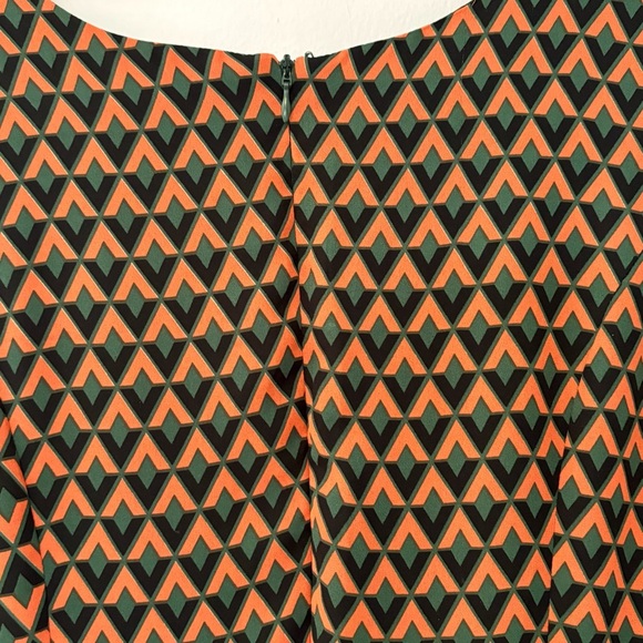 Papillon Geometric Print Fit and Flare Dress Size Large Orange Sleeveless - Picture 8 of 12